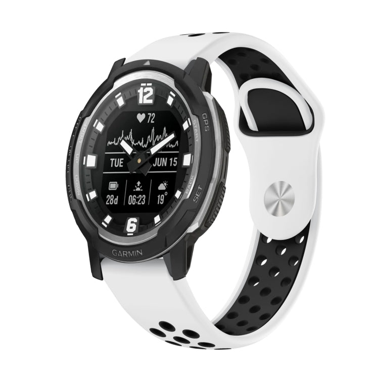 For Garmin Instinct Crossover 22mm Sports Breathable Silicone Watch Band(White+Black) -  by PMC Jewellery | Online Shopping South Africa | PMC Jewellery