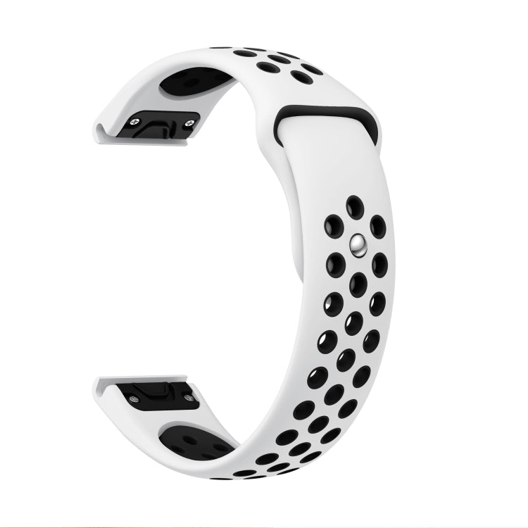 For Garmin Instinct Crossover 22mm Sports Breathable Silicone Watch Band(White+Black) -  by PMC Jewellery | Online Shopping South Africa | PMC Jewellery