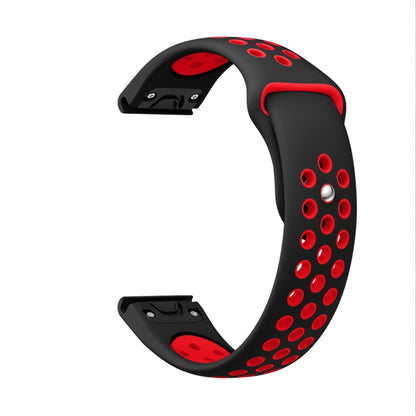 For Garmin Instinct Crossover 22mm Sports Breathable Silicone Watch Band(Black+Red) -  by PMC Jewellery | Online Shopping South Africa | PMC Jewellery