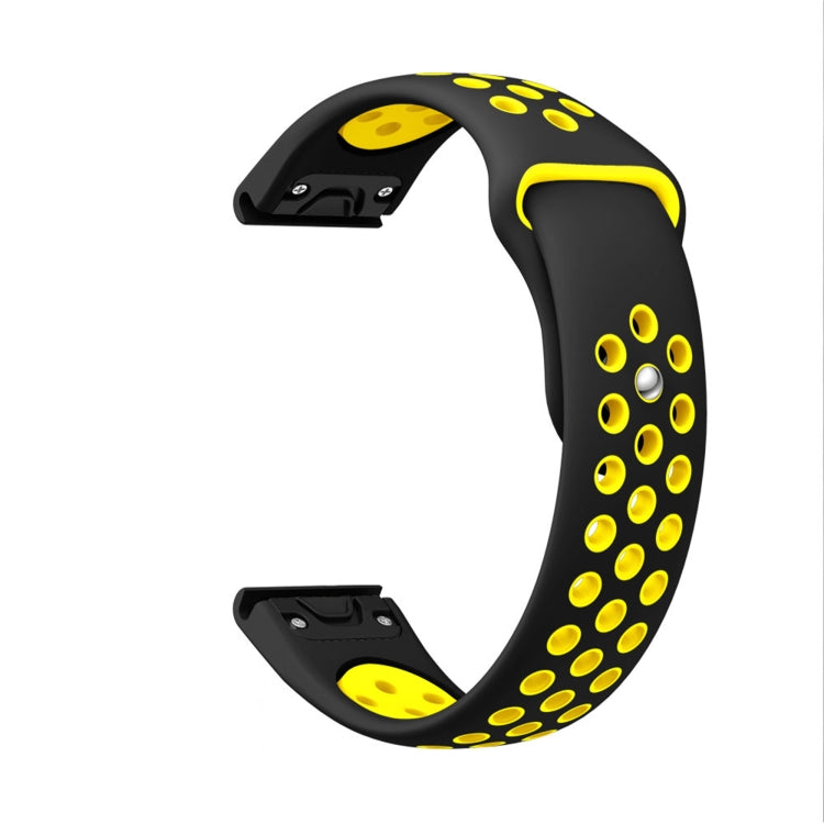 For Garmin Instinct Crossover 22mm Sports Breathable Silicone Watch Band(Black+Yellow) -  by PMC Jewellery | Online Shopping South Africa | PMC Jewellery