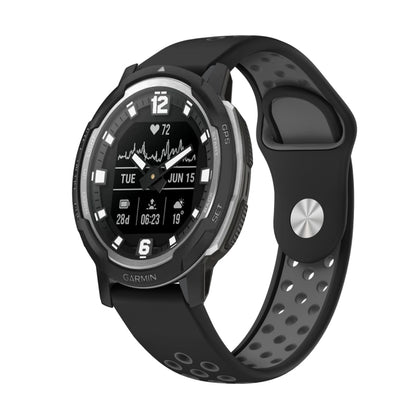 For Garmin Instinct Crossover 22mm Sports Breathable Silicone Watch Band(Black+Grey) -  by PMC Jewellery | Online Shopping South Africa | PMC Jewellery