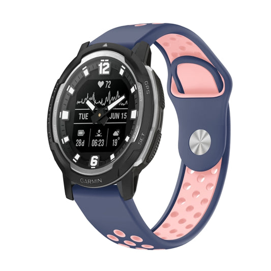 For Garmin Instinct Crossover 22mm Sports Breathable Silicone Watch Band(Midnight Blue+Pink) -  by PMC Jewellery | Online Shopping South Africa | PMC Jewellery