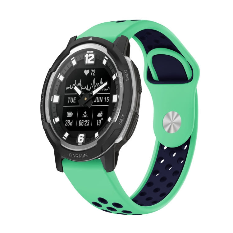 For Garmin Instinct Crossover Solar 22mm Sports Breathable Silicone Watch Band(Mint Green+Midnight Blue) -  by PMC Jewellery | Online Shopping South Africa | PMC Jewellery