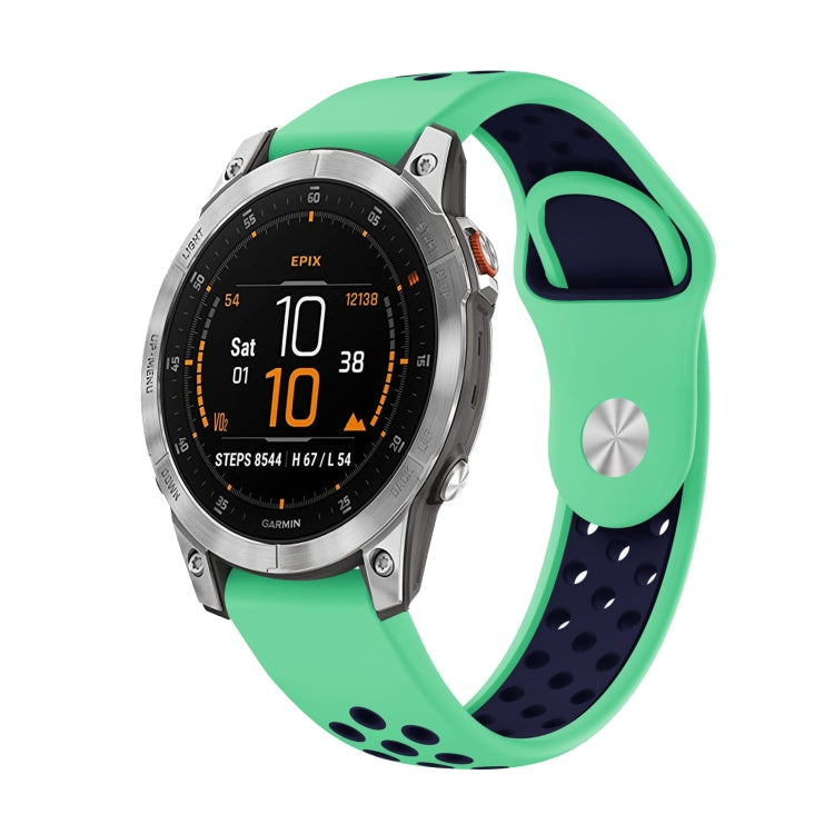 For Garmin EPIX Gen 2 22mm Sports Breathable Silicone Watch Band(Mint Green+Midnight Blue) -  by PMC Jewellery | Online Shopping South Africa | PMC Jewellery