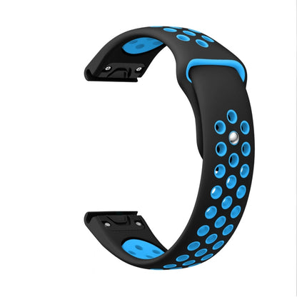 For Garmin EPIX Gen 2 22mm Sports Breathable Silicone Watch Band(Black+Blue) -  by PMC Jewellery | Online Shopping South Africa | PMC Jewellery