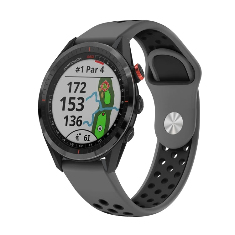 For Garmin Approach S62 22mm Sports Breathable Silicone Watch Band(Grey+Black) -  by PMC Jewellery | Online Shopping South Africa | PMC Jewellery