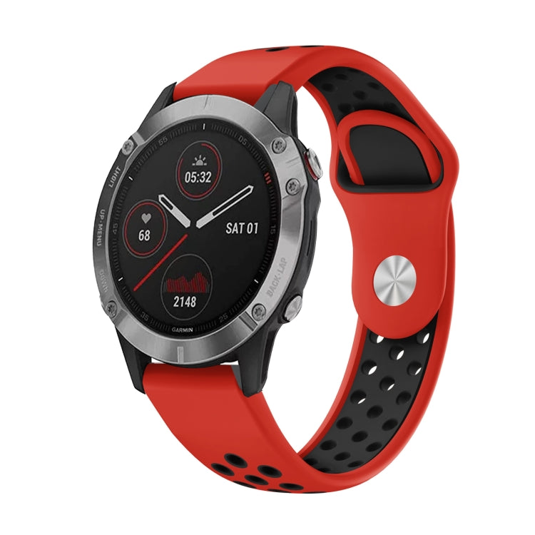 For Garmin Fenix 6 GPS 22mm Sports Breathable Silicone Watch Band(Red+Black) -  by PMC Jewellery | Online Shopping South Africa | PMC Jewellery