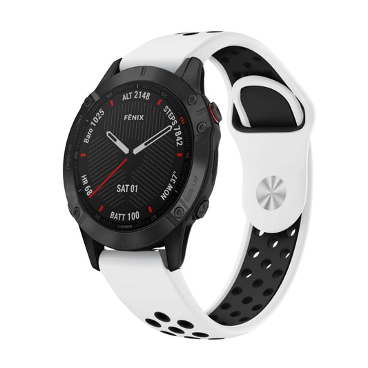 For Garmin Fenix 6 Sapphire GPS 22mm Sports Breathable Silicone Watch Band(White+Black) -  by PMC Jewellery | Online Shopping South Africa | PMC Jewellery