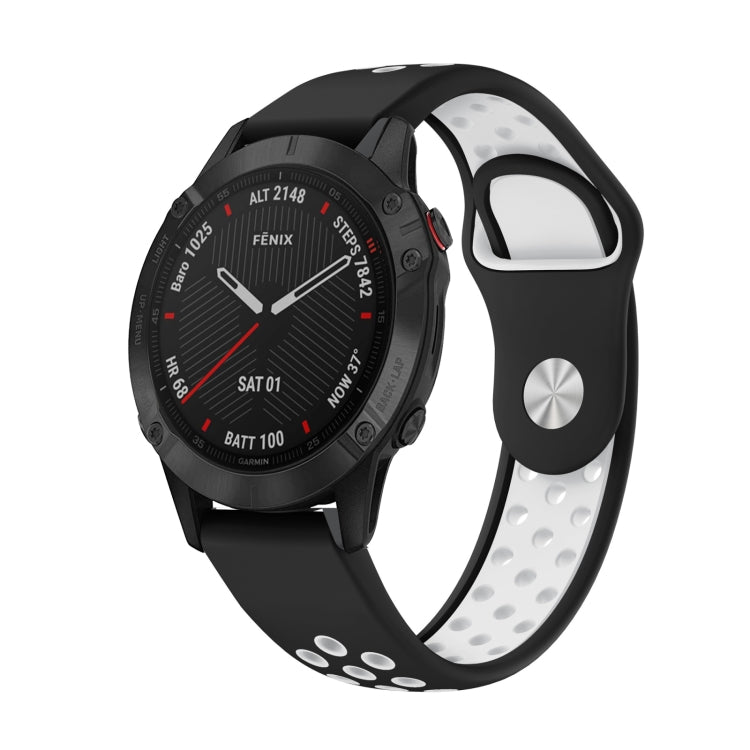 For Garmin Fenix 6 Sapphire GPS 22mm Sports Breathable Silicone Watch Band(Black+White) -  by PMC Jewellery | Online Shopping South Africa | PMC Jewellery