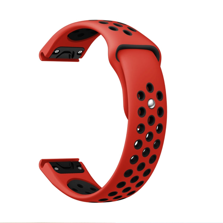 For Garmin Fenix 6 Sapphire GPS 22mm Sports Breathable Silicone Watch Band(Red+Black) -  by PMC Jewellery | Online Shopping South Africa | PMC Jewellery