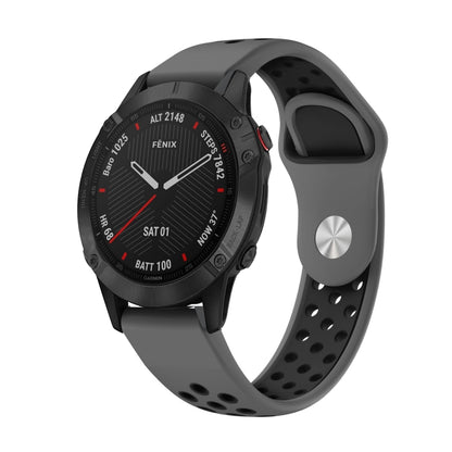 For Garmin Fenix 6 Sapphire GPS 22mm Sports Breathable Silicone Watch Band(Grey+Black) -  by PMC Jewellery | Online Shopping South Africa | PMC Jewellery