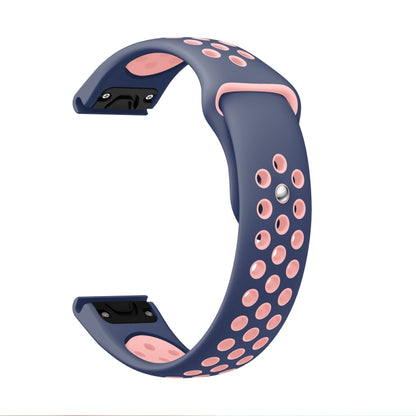 For Garmin Fenix 5 22mm Sports Breathable Silicone Watch Band(Midnight Blue+Pink) -  by PMC Jewellery | Online Shopping South Africa | PMC Jewellery