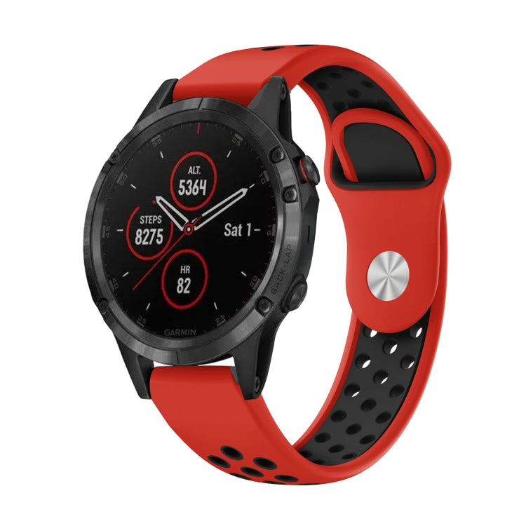 For Garmin Fenix 5 Plus 22mm Sports Breathable Silicone Watch Band(Red+Black) -  by PMC Jewellery | Online Shopping South Africa | PMC Jewellery