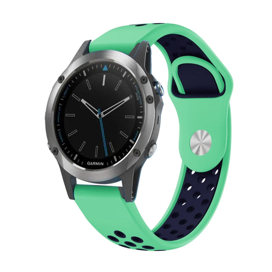 For Garmin Quatix 5 22mm Sports Breathable Silicone Watch Band(Mint Green+Midnight Blue) -  by PMC Jewellery | Online Shopping South Africa | PMC Jewellery