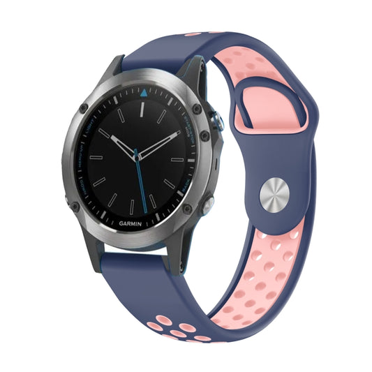 For Garmin Quatix 5 Sapphire 22mm Sports Breathable Silicone Watch Band(Midnight Blue+Pink) -  by PMC Jewellery | Online Shopping South Africa | PMC Jewellery