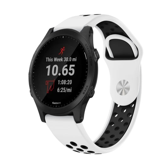 For Garmin Forerunner 945 22mm Sports Breathable Silicone Watch Band(White+Black) -  by PMC Jewellery | Online Shopping South Africa | PMC Jewellery