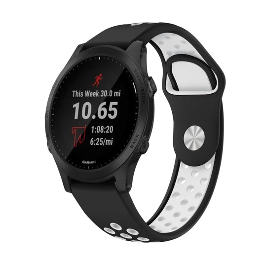 For Garmin Forerunner 945 22mm Sports Breathable Silicone Watch Band(Black+White) -  by PMC Jewellery | Online Shopping South Africa | PMC Jewellery