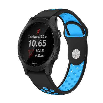 For Garmin Forerunner 945 22mm Sports Breathable Silicone Watch Band(Black+Blue) -  by PMC Jewellery | Online Shopping South Africa | PMC Jewellery