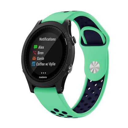 For Garmin Forerunner 935 22mm Sports Breathable Silicone Watch Band(Mint Green+Midnight Blue) -  by PMC Jewellery | Online Shopping South Africa | PMC Jewellery