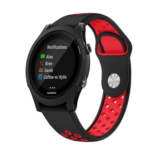 For Garmin Forerunner 935 22mm Sports Breathable Silicone Watch Band(Black+Red) -  by PMC Jewellery | Online Shopping South Africa | PMC Jewellery