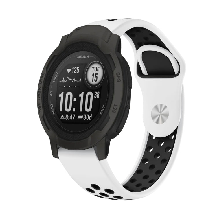 For Garmin Instinct 2 22mm Sports Breathable Silicone Watch Band(White+Black) -  by PMC Jewellery | Online Shopping South Africa | PMC Jewellery