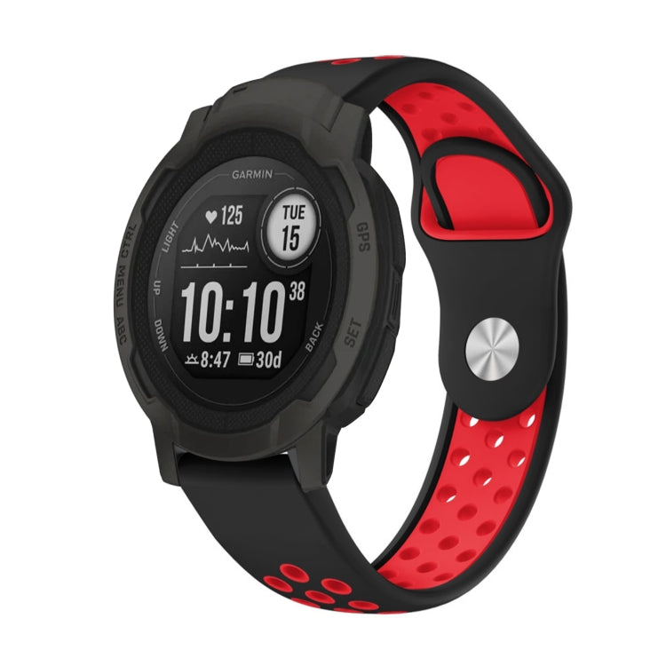 For Garmin Instinct 2 22mm Sports Breathable Silicone Watch Band(Black+Red) -  by PMC Jewellery | Online Shopping South Africa | PMC Jewellery