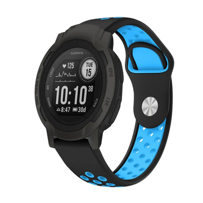 For Garmin Instinct 2 22mm Sports Breathable Silicone Watch Band(Black+Blue) -  by PMC Jewellery | Online Shopping South Africa | PMC Jewellery