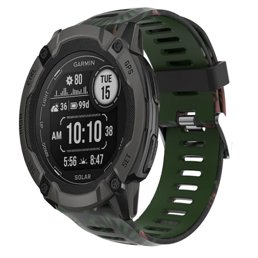 For Garmin Instinct 2X Solar 26mm Camouflage Printed Silicone Watch Band(Army Green+Bamboo Camouflage) -  by PMC Jewellery | Online Shopping South Africa | PMC Jewellery