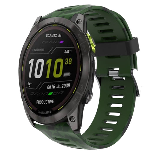 For Garmin Enduro 2 26mm Camouflage Printed Silicone Watch Band(Army Green+Army Camouflage) -  by PMC Jewellery | Online Shopping South Africa | PMC Jewellery