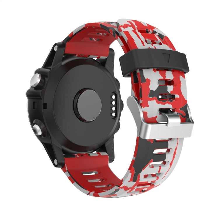 For Garmin Fenix 3 26mm Camouflage Printed Silicone Watch Band(Red+Army Camouflage) -  by PMC Jewellery | Online Shopping South Africa | PMC Jewellery