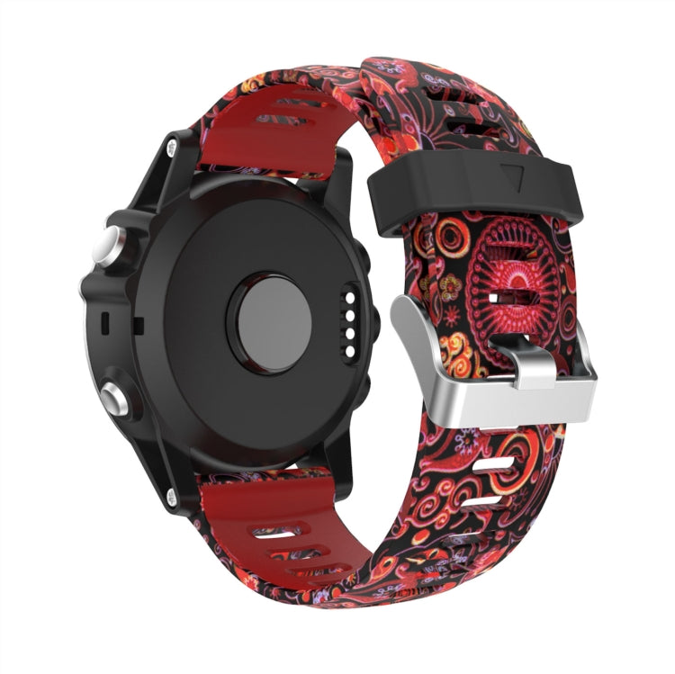 For Garmin Fenix 3 HR 26mm Camouflage Printed Silicone Watch Band(Red+Jellyfish Camouflage) -  by PMC Jewellery | Online Shopping South Africa | PMC Jewellery