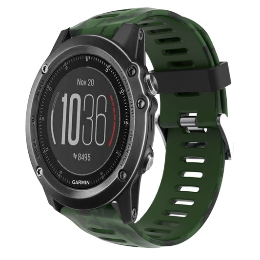 For Garmin Fenix 3 HR 26mm Camouflage Printed Silicone Watch Band(Army Green+Army Camouflage) -  by PMC Jewellery | Online Shopping South Africa | PMC Jewellery