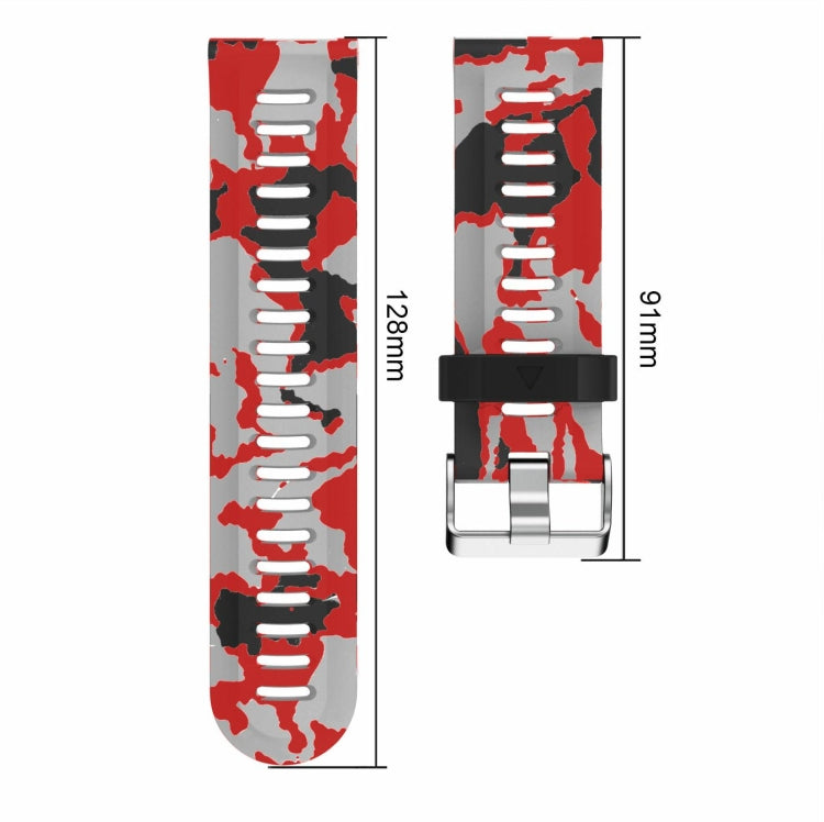 For Garmin Fenix 6X Pro 26mm Camouflage Printed Silicone Watch Band(Red+Jellyfish Camouflage) -  by PMC Jewellery | Online Shopping South Africa | PMC Jewellery