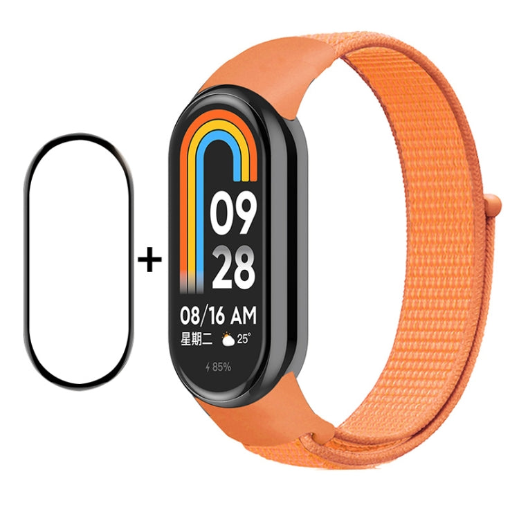 For Xiaomi Mi Band 8 ENKAY Hat-Prince 2 in 1 Set Full Coverage Screen Protector + Nylon Loop Watch Band(Orange) - Watch Bands by ENKAY | Online Shopping South Africa | PMC Jewellery | Buy Now Pay Later Mobicred