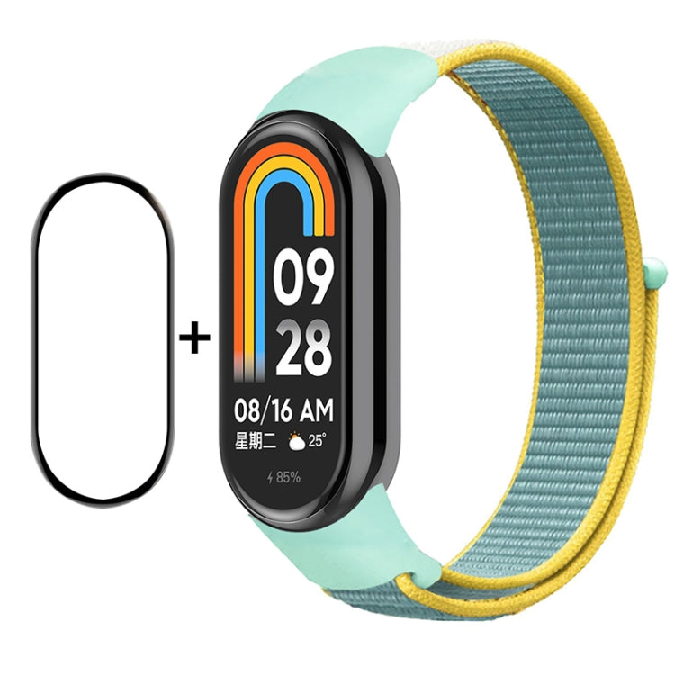 For Xiaomi Mi Band 8 ENKAY Hat-Prince 2 in 1 Set Full Coverage Screen Protector + Nylon Loop Watch Band(Cyan+Yellow) - Watch Bands by ENKAY | Online Shopping South Africa | PMC Jewellery | Buy Now Pay Later Mobicred