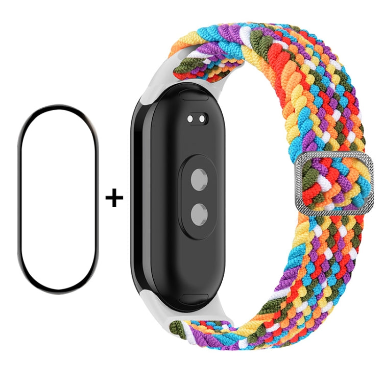 For Xiaomi Mi Band 8 ENKAY Hat-Prince 2 in 1 Set Full Coverage Screen Protector + Elastic Braided Nylon Watch Band(Rainbow) -  by ENKAY | Online Shopping South Africa | PMC Jewellery