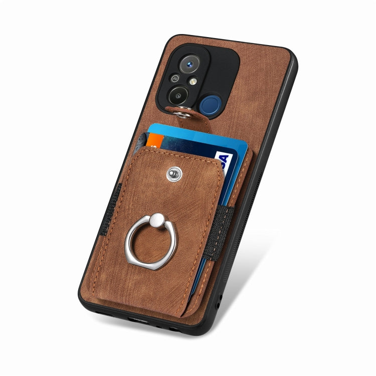 For Redmi 12C Retro Skin-feel Ring Card Wallet Phone Case(Brown) - free shipping - PMC TechLife - Order now!