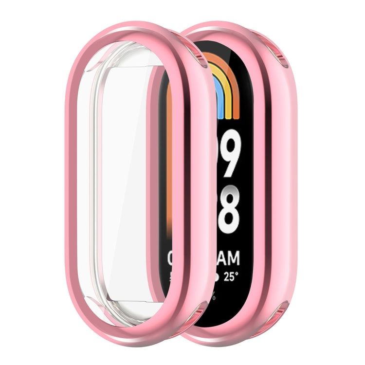 For Xiaomi Mi Band 8 ENKAY Hat-Prince Full Coverage Electroplated Soft TPU Watch Case with Screen Protection(Pink) - Watch Cases by ENKAY | Online Shopping South Africa | PMC Jewellery