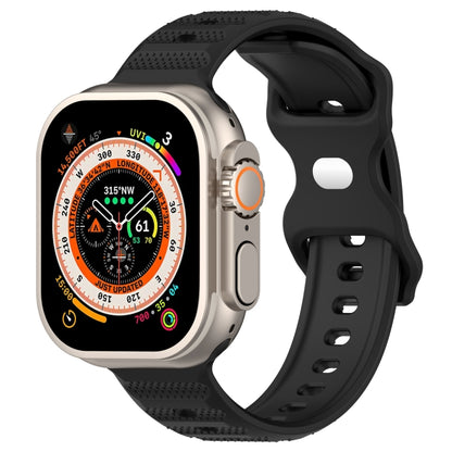 For Apple Watch Ultra 49mm Reverse Buckle Dot Texture Silicone Watch Band(Black) - Watch Bands by PMC Jewellery | Online Shopping South Africa | PMC Jewellery