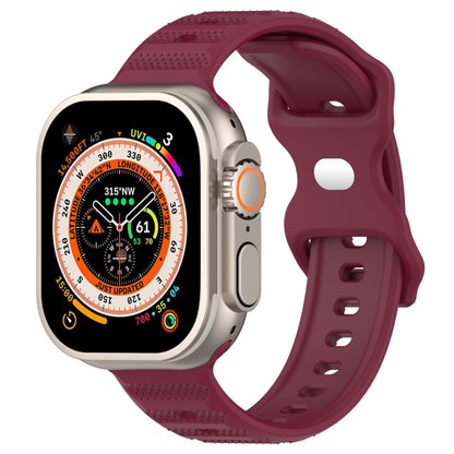 For Apple Watch Ultra 49mm Reverse Buckle Dot Texture Silicone Watch Band(Wine Red) - Watch Bands by PMC Jewellery | Online Shopping South Africa | PMC Jewellery