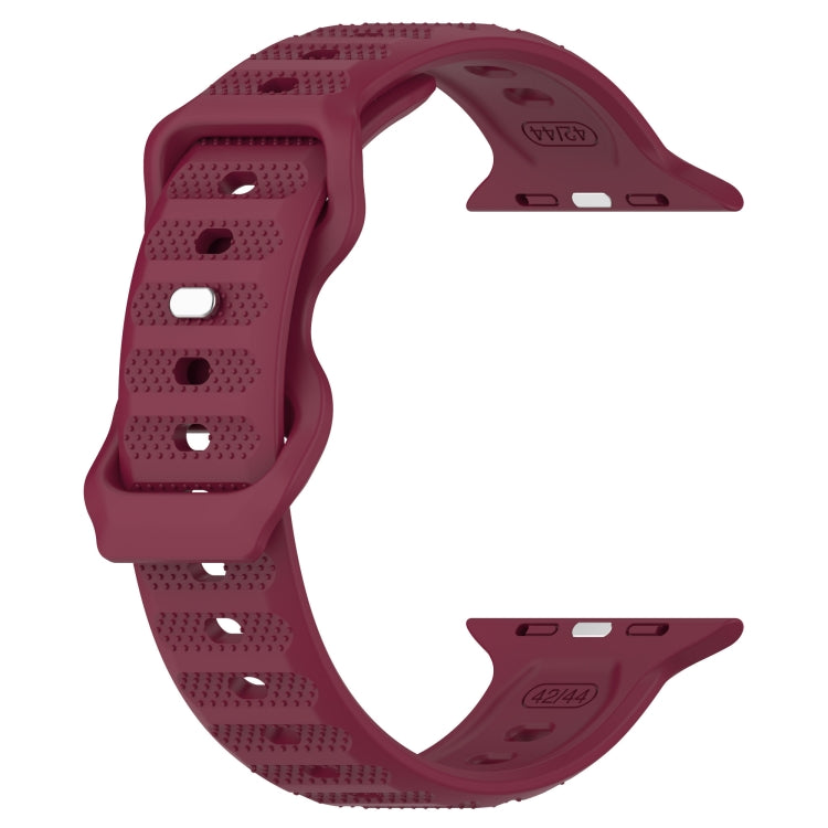 For Apple Watch Ultra 49mm Reverse Buckle Dot Texture Silicone Watch Band(Wine Red) - Watch Bands by PMC Jewellery | Online Shopping South Africa | PMC Jewellery