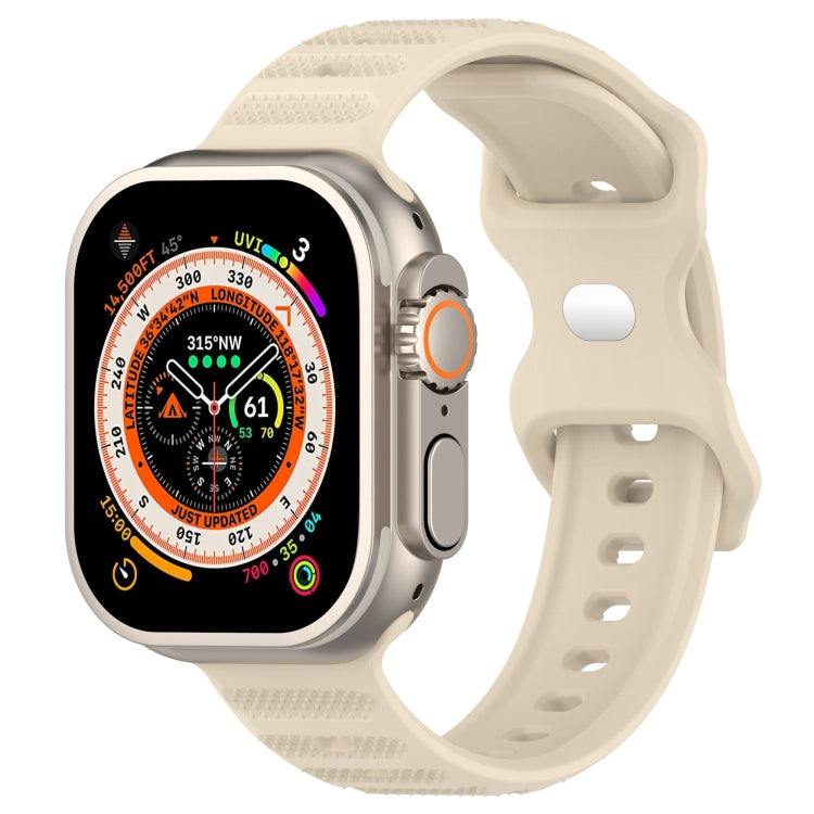 For Apple Watch 8 45mm Reverse Buckle Dot Texture Silicone Watch Band(Khaki) - Watch Bands by PMC Jewellery | Online Shopping South Africa | PMC Jewellery