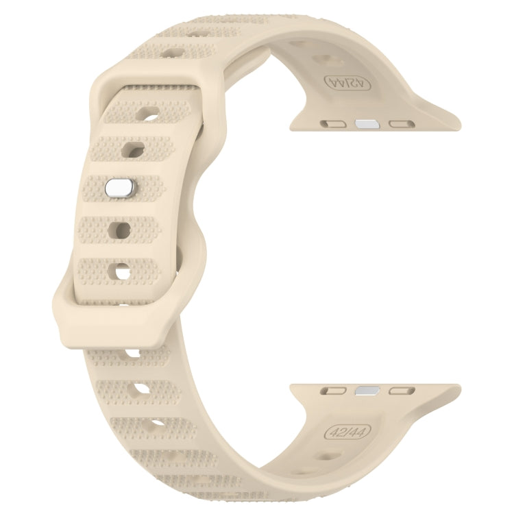 For Apple Watch 8 45mm Reverse Buckle Dot Texture Silicone Watch Band(Khaki) - Watch Bands by PMC Jewellery | Online Shopping South Africa | PMC Jewellery