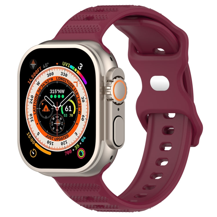 For Apple Watch 8 41mm Reverse Buckle Dot Texture Silicone Watch Band(Wine Red) - Watch Bands by PMC TechLife | Online Shopping South Africa | PMC TechLife