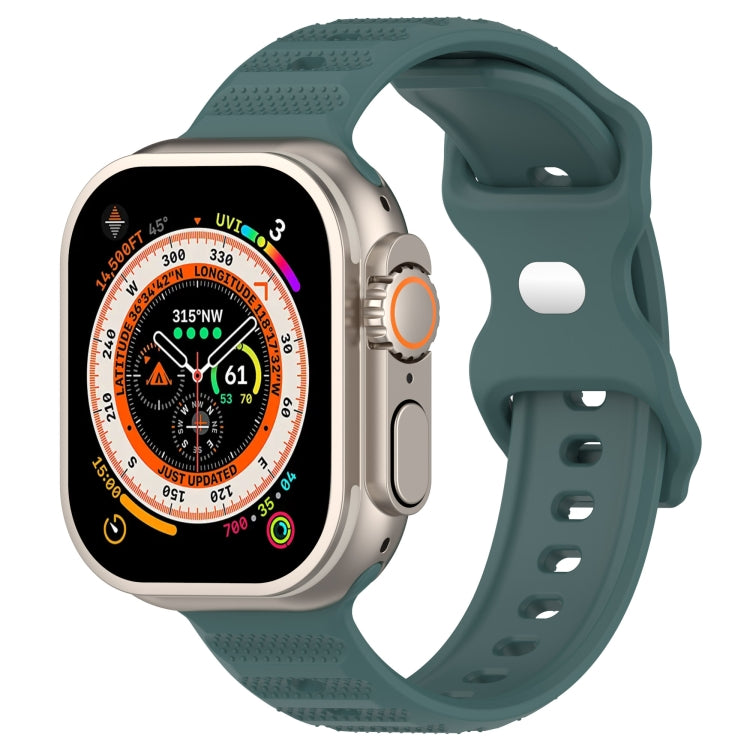 For Apple Watch 7 45mm Reverse Buckle Dot Texture Silicone Watch Band(Olive Green) - Watch Bands by PMC Jewellery | Online Shopping South Africa | PMC Jewellery