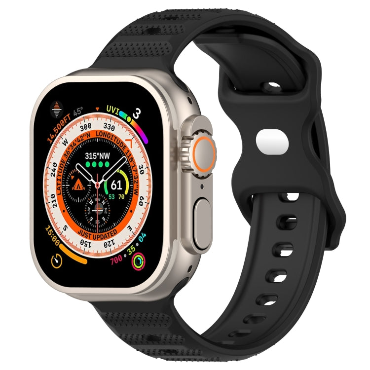 For Apple Watch 7 45mm Reverse Buckle Dot Texture Silicone Watch Band(Black) - Watch Bands by PMC Jewellery | Online Shopping South Africa | PMC Jewellery