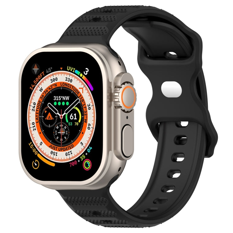 For Apple Watch SE 2022 44mm Reverse Buckle Dot Texture Silicone Watch Band(Black) - Watch Bands by PMC TechLife | Online Shopping South Africa | PMC TechLife