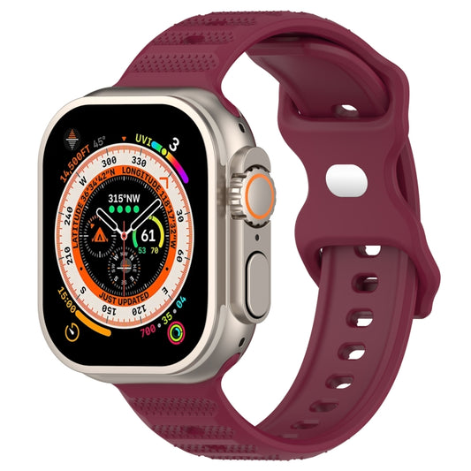 For Apple Watch SE 2022 44mm Reverse Buckle Dot Texture Silicone Watch Band(Wine Red) - Watch Bands by PMC Jewellery | Online Shopping South Africa | PMC Jewellery