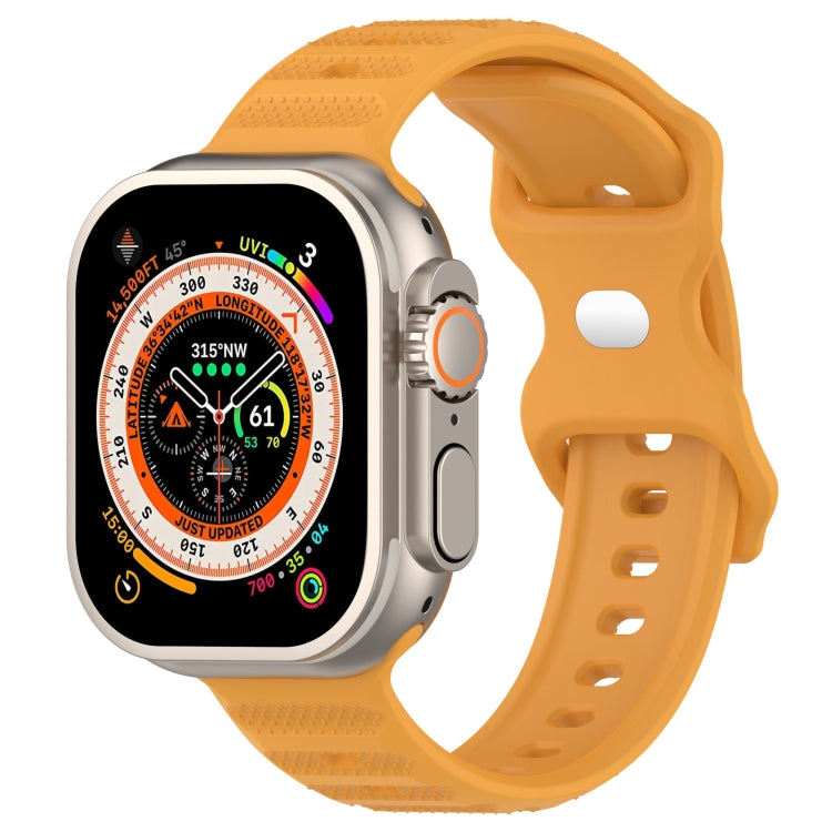 For Apple Watch SE 44mm Reverse Buckle Dot Texture Silicone Watch Band(Yellow) - Watch Bands by PMC Jewellery | Online Shopping South Africa | PMC Jewellery