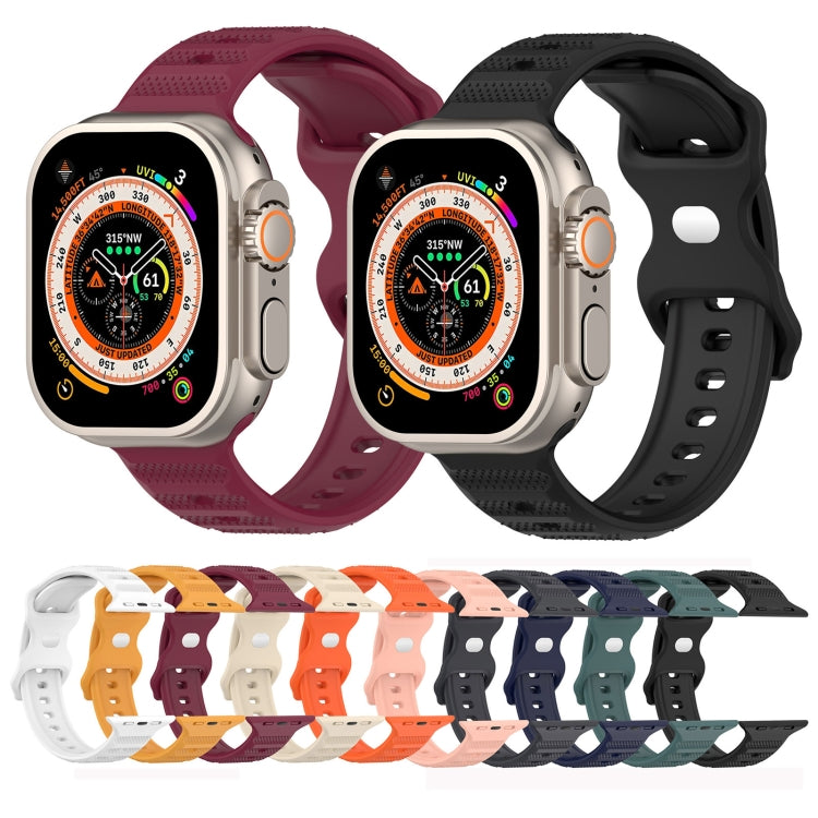 For Apple Watch SE 2022 44mm Reverse Buckle Dot Texture Silicone Watch Band(Wine Red) - Watch Bands by PMC Jewellery | Online Shopping South Africa | PMC Jewellery